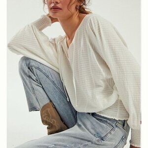 Anthropologie Women's Rebecca Poet Smocked Peasant Top sz M Boho Pirate